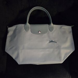 Longchamp Le Pliage Nylon Acqua Blue Tote Bag Medium NWT